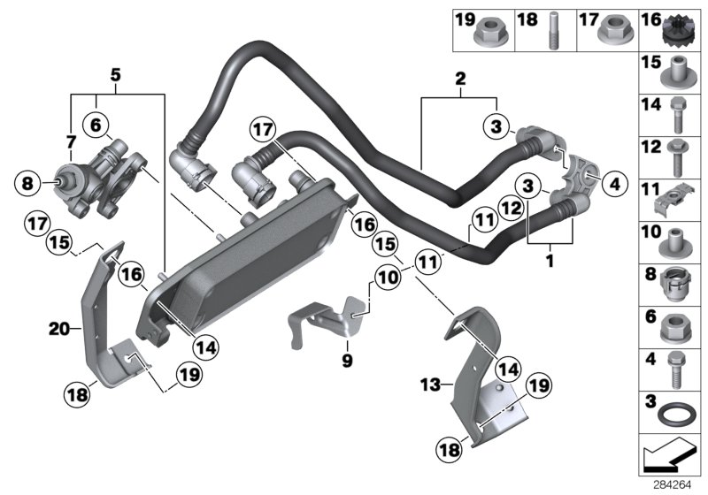 Diagram Heat exch./transmission oil cooler line for your 1995 BMW M3   