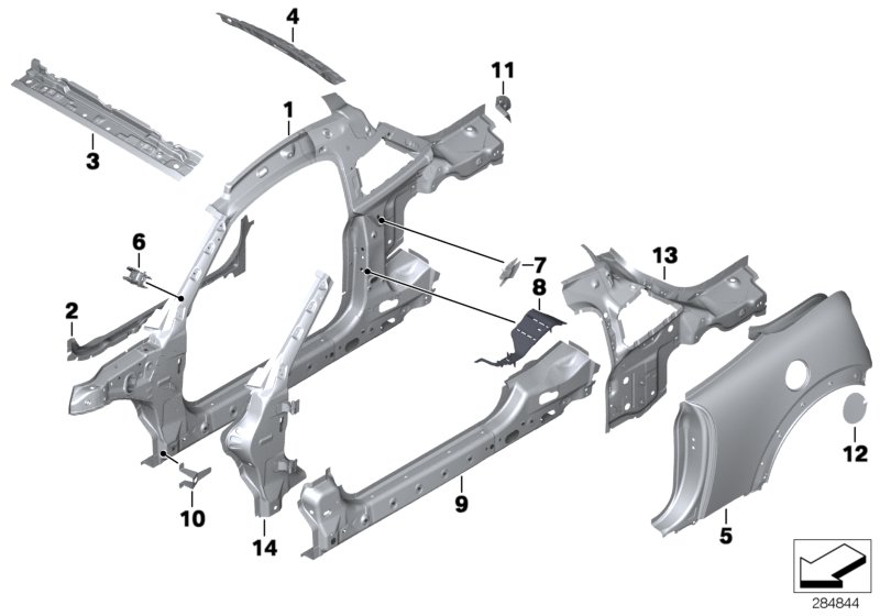 Diagram BODY-SIDE FRAME-PARTS for your MINI