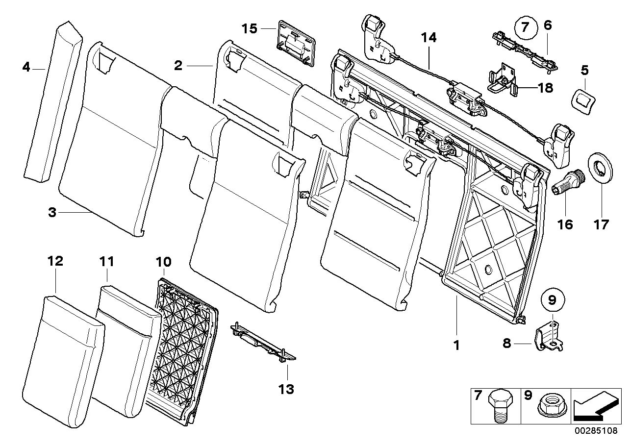 Diagram Seat rear, upholstery & cover base seat for your 1988 BMW M6   