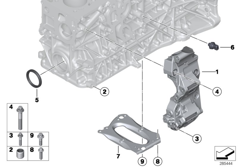 Diagram Engine Block Mounting Parts for your 2016 BMW 640iX   