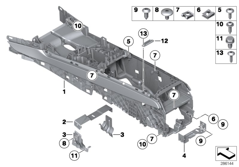 Diagram Mount, center console for your BMW