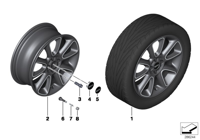 Diagram MINI LA wheel Sandblast Turned 132 for your MINI