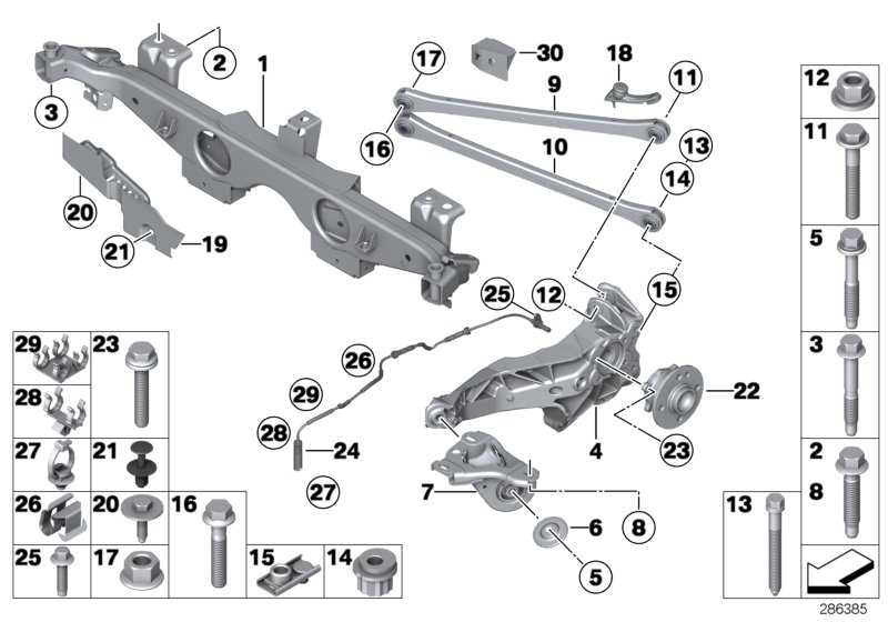 Diagram Rr axle support, wheel susp.,whl bearing for your MINI