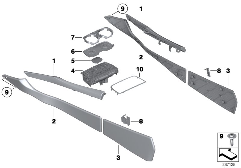 Diagram Mounting parts, center console for your 2015 BMW M6   