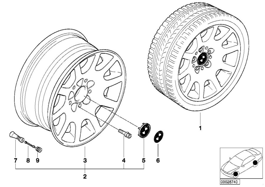Le diagramme Jante à style ellipsoïdal (Styl. 60) pour votre BMW