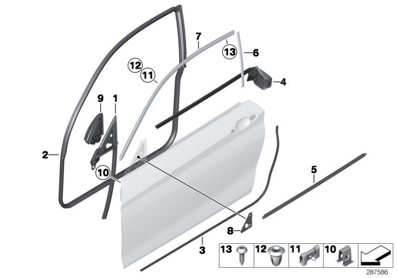 Diagram Trim and seals for door, front for your 2021 BMW 228i   