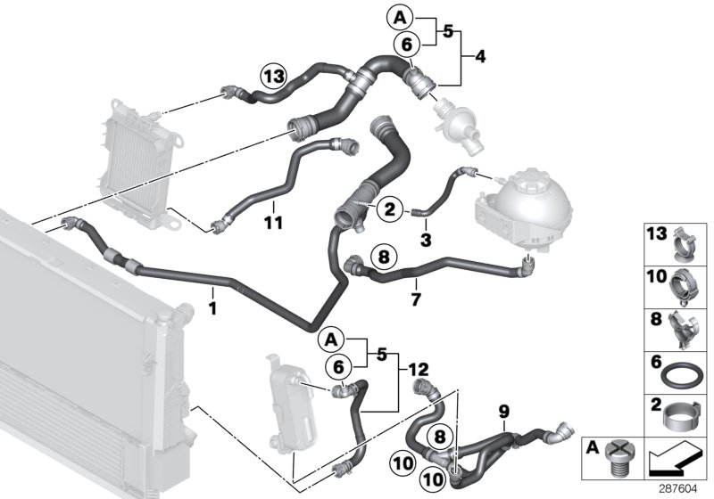 Diagram Cooling system coolant hoses for your 2020 BMW M2 Competition   