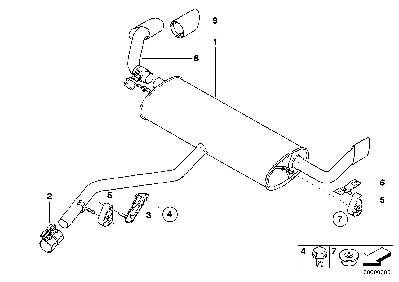 Diagram Exhaust system, rear for your 2004 BMW 760Li   