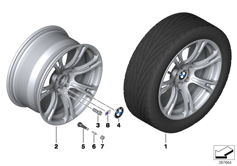 Le diagramme Roue all. BMW M rayons étoile 344 - 19"" pour votre BMW M6  