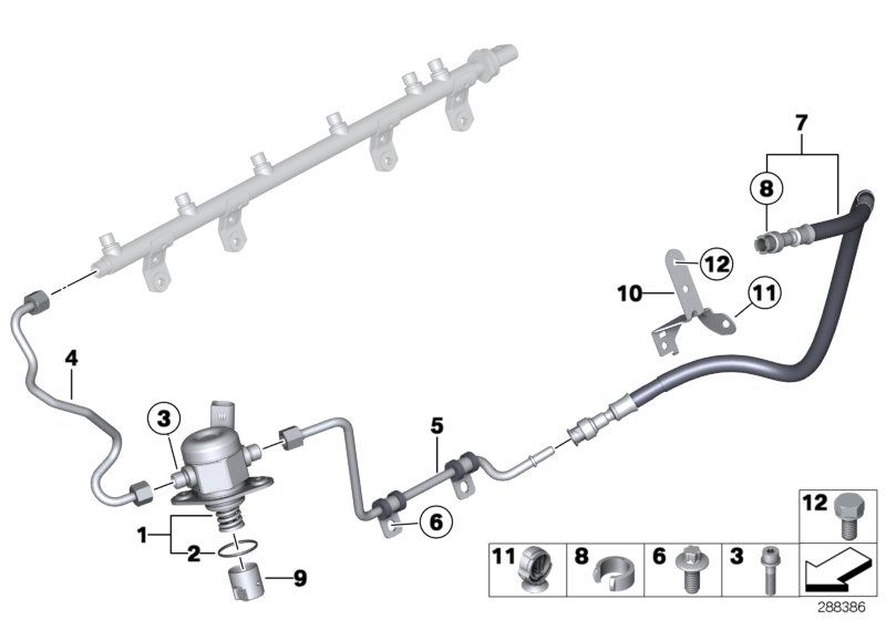 Diagram High-pressure pump/Tubing for your 2015 BMW M235iX   