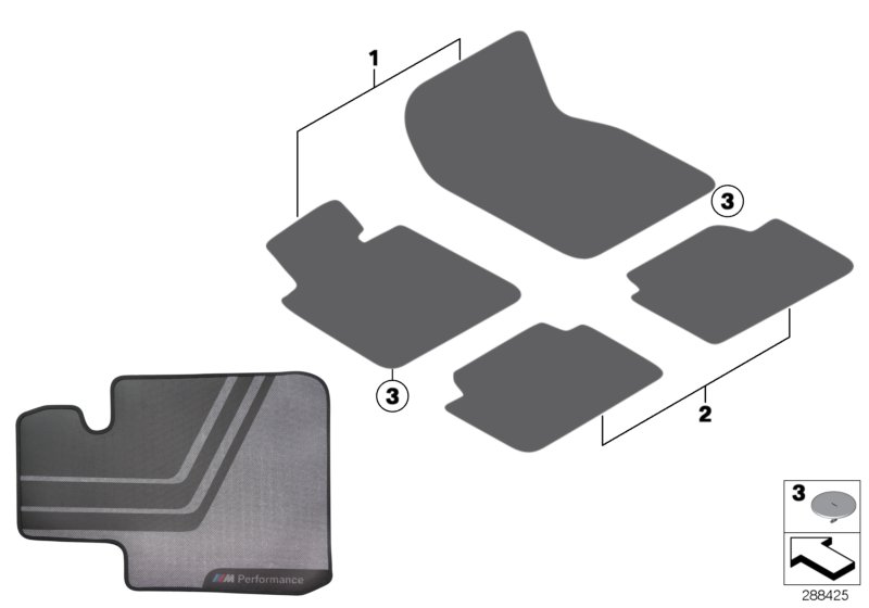 Diagram M Performance floormats for your 2013 BMW X3   