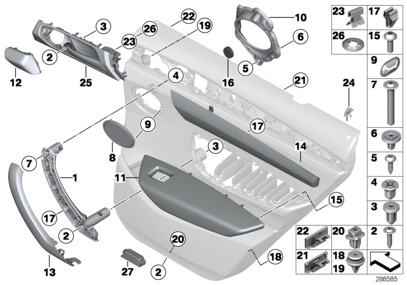 Diagram Mounting parts, door trim, rear for your 2010 BMW M3   