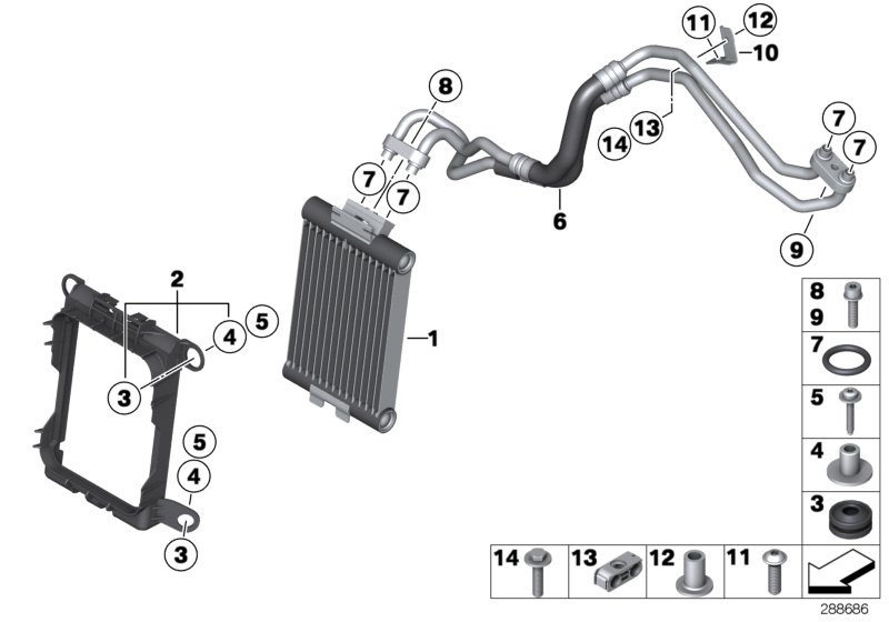 Diagram Engine oil cooler/oil cooler line for your 2016 BMW X1   