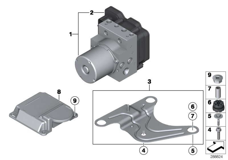 Diagram Hydro unit DSC/control unit/fastening for your BMW