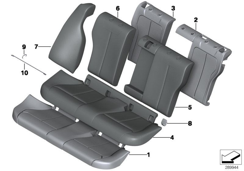 Diagram Seat rear, upholstery & cover base seat for your 2017 BMW 440iX   