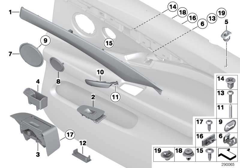 Diagram Mounting parts, door trim, rear for your 2014 BMW X1   