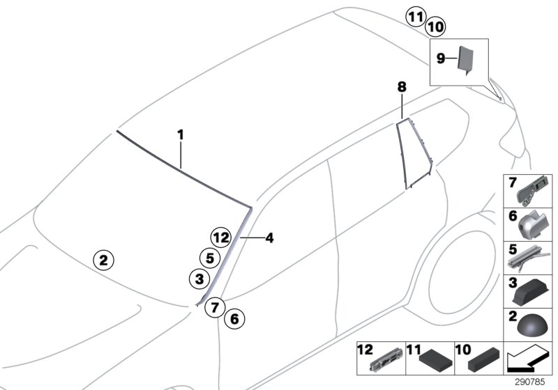 Diagram Window mounting parts for your BMW 328dX  