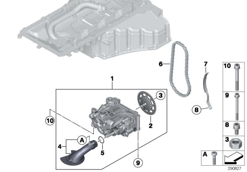 Diagram Lubrication system/Oil pump with drive for your BMW