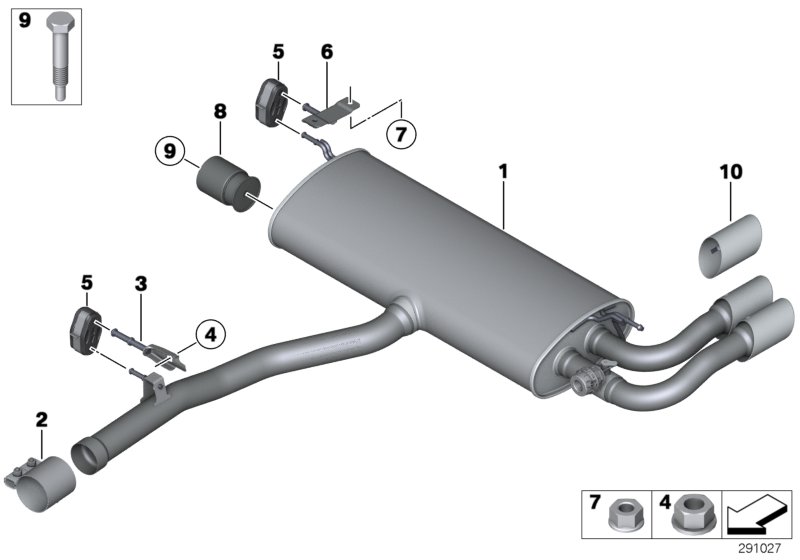 Diagram Exhaust system, rear for your 2014 BMW X4   