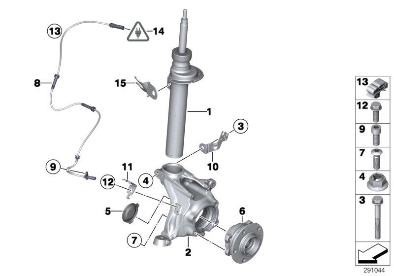 Diagram Front Spring strut/Carrier/Wheel bearing for your BMW