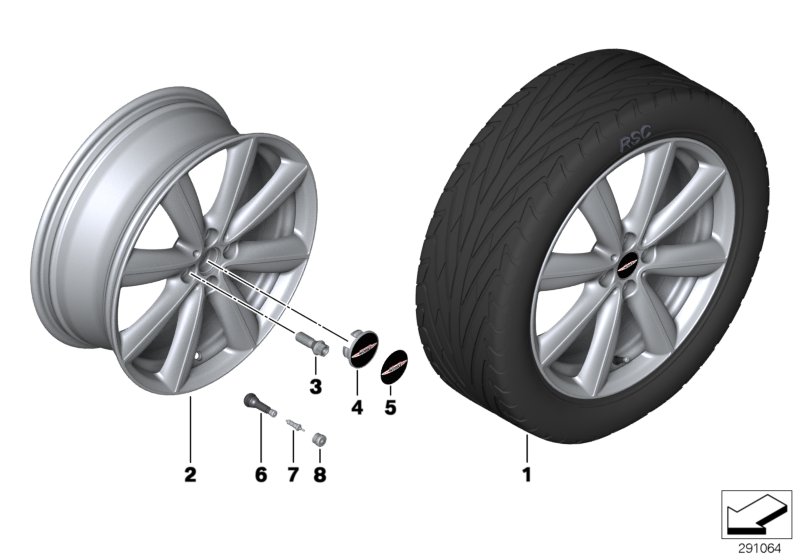 Diagram JCW LA wheel V-Spoke R133 for your MINI