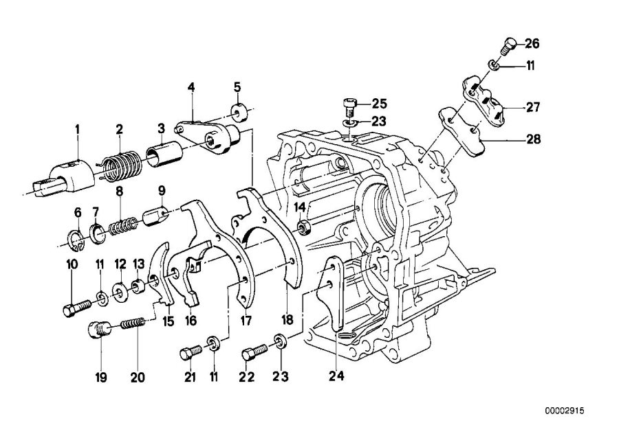 Diagram Getrag 240 inner gear shifting parts for your BMW