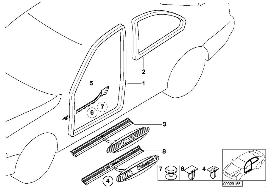 Diagram Edge protector / Trim for entry for your BMW