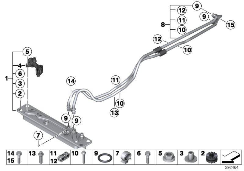 Diagram Heat exch./transmission oil cooler line for your 2012 BMW M3   