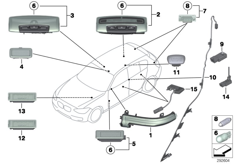 Diagram Various lamps for your BMW 750i  
