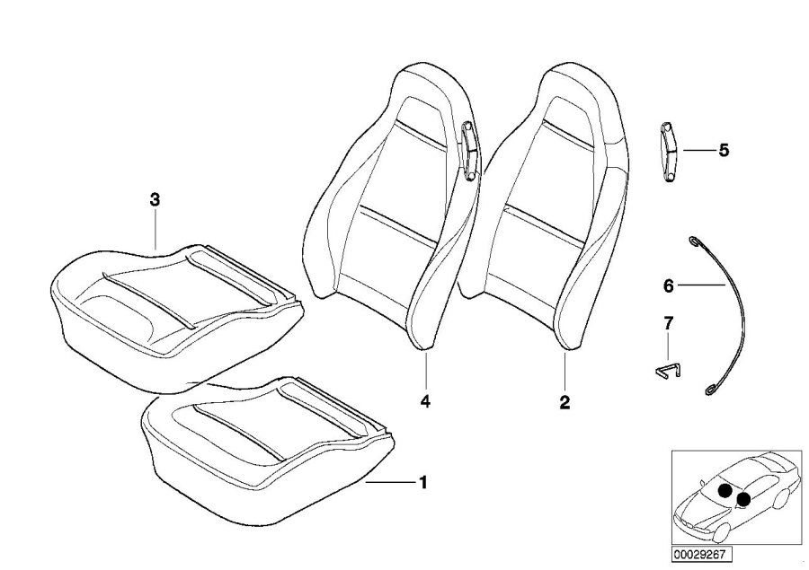 Diagram Seat, front, uphlstry, cover, Sport seat for your 2012 BMW Alpina B7   