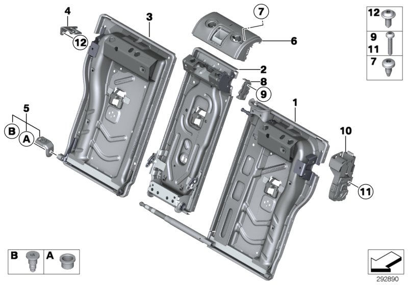 Diagram Seat, rear, seat frame, load-through for your 2017 BMW 440iX   