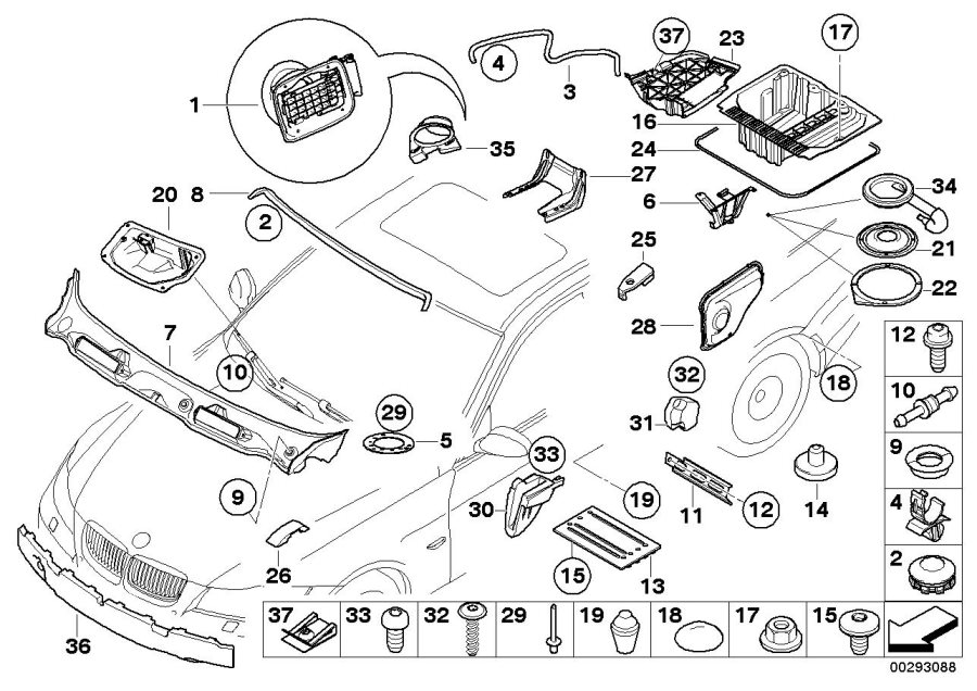 Le diagramme Pièces de carrosserie pour votre BMW
