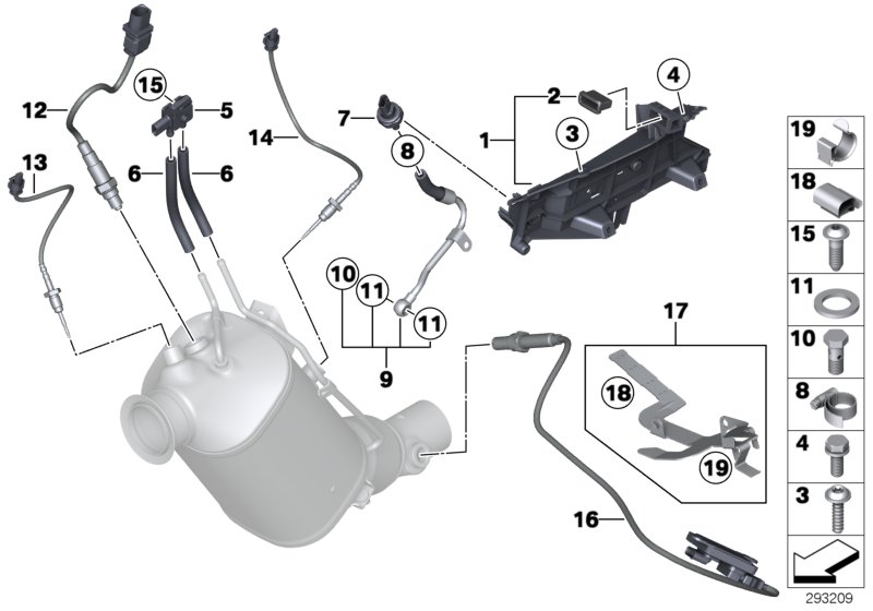 Diagram Diesel part.filter sens./mounting parts for your 2009 BMW 535xi   