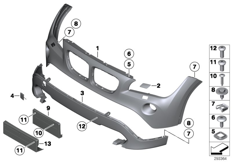 Diagram Trim cover, front for your BMW 540iX  
