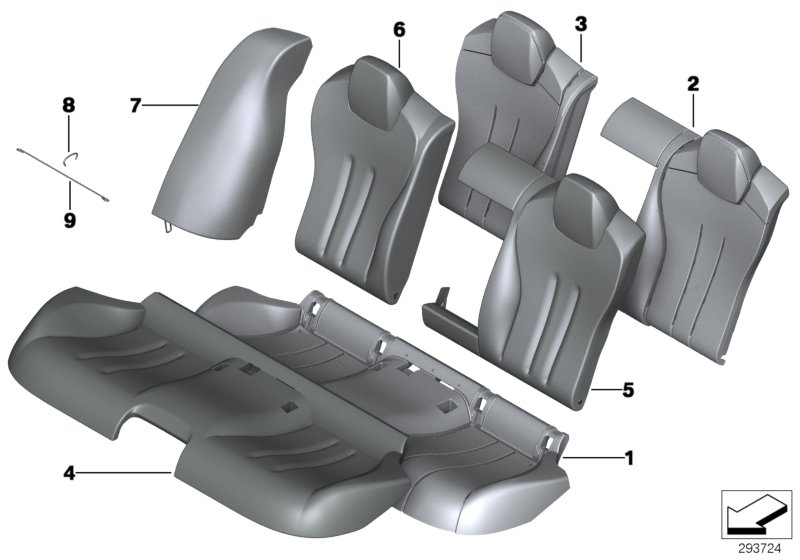 Diagram Seat, rear, uphlstry/cover, load-through for your 2007 BMW M6   