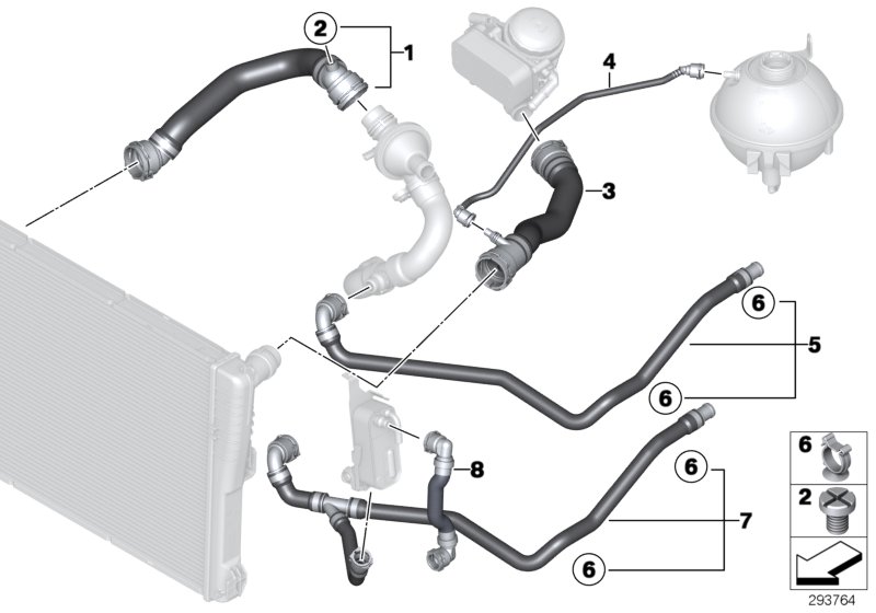 Diagram Cooling system coolant hoses for your 2017 BMW X4   