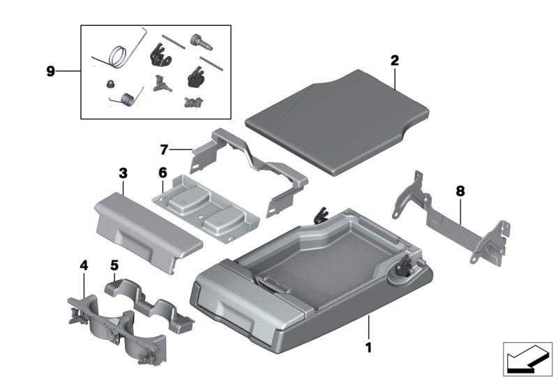 Diagram Rear seat center armrest for your 1988 BMW M6   