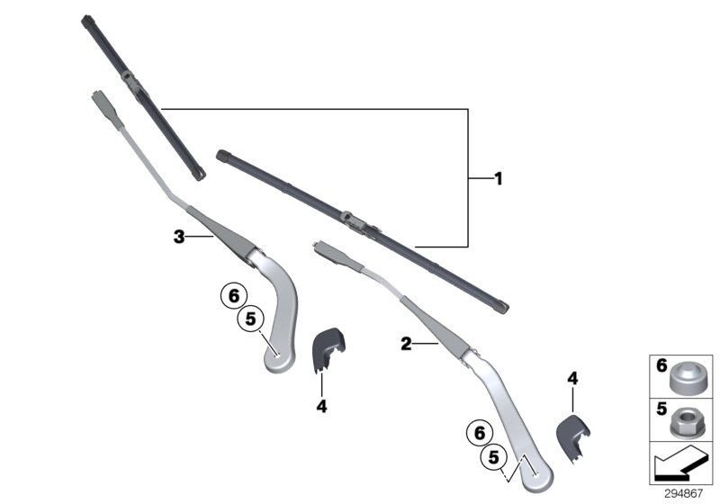 Diagram Single components for wiper arm for your 2021 BMW 330i   