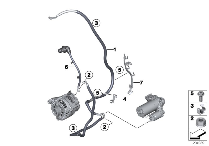 Diagram BATTERY CABLE/CABLE STARTER for your 1995 BMW
