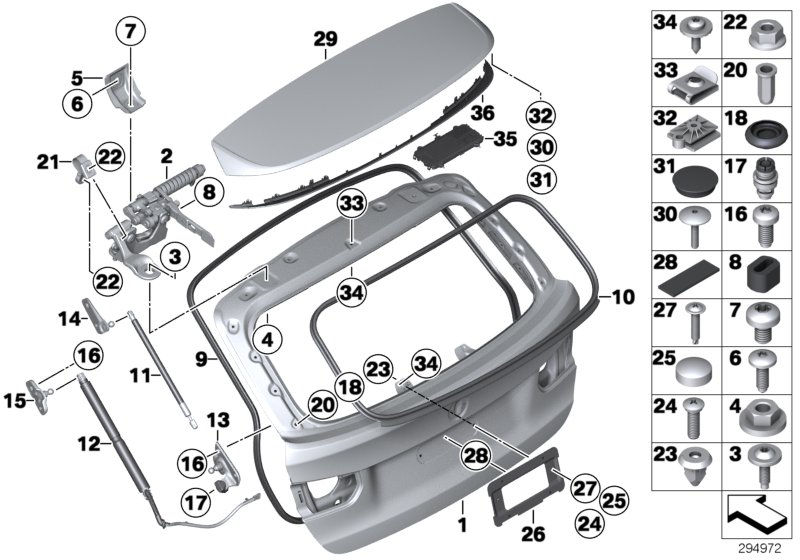 Diagram Trunk lid for your 2013 BMW 328iX   