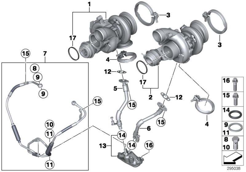 Diagram Exhaust turbocharger with lubrication for your 2013 BMW 328xi   