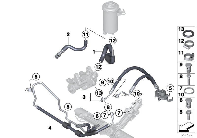 Diagram HYDRO STEERING-OIL PIPES for your BMW