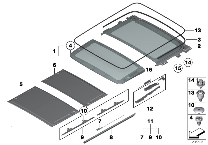 Le diagramme Partie mécanique toit panoramique pour votre BMW