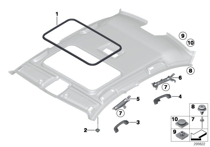 Diagram Mounting parts, roof antenna for your BMW