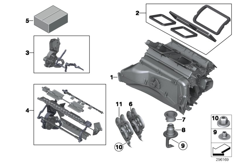 Diagram HOUSING PARTS - AIR CONDITIONING for your 1988 BMW M6   