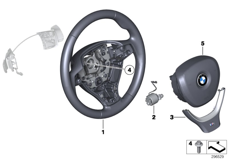 Diagram M Sp. st. wh. airbag multif./paddles for your 2009 BMW 535xi   