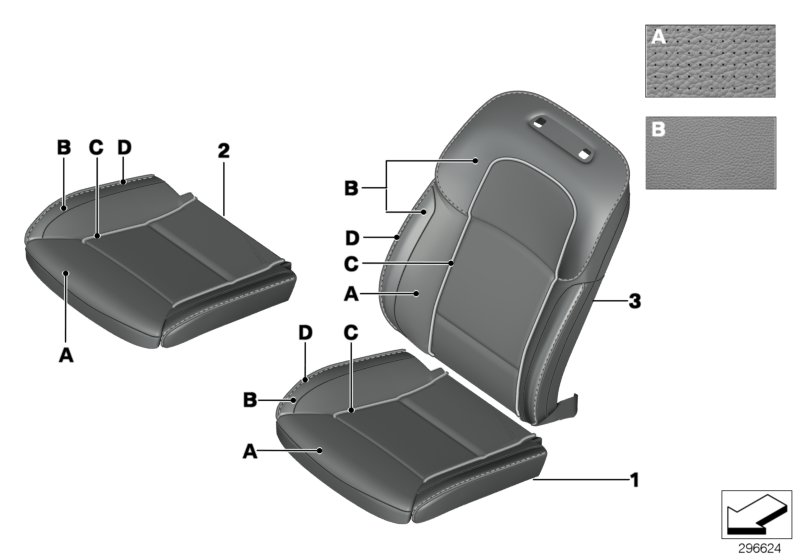 Diagram Individual cover,Klima-Leather comf.seat for your 2012 BMW M6   