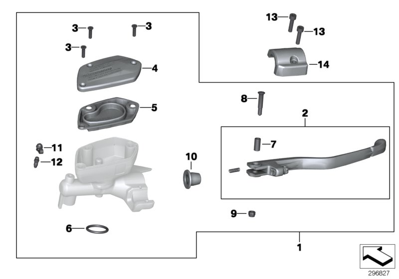 Diagram Handbrake assembly handlebar clamp M5 for your BMW