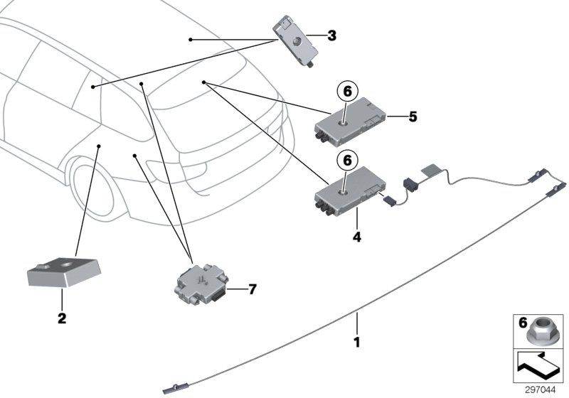Le diagramme Pièces d"amplificateur d"antenne pour votre BMW
