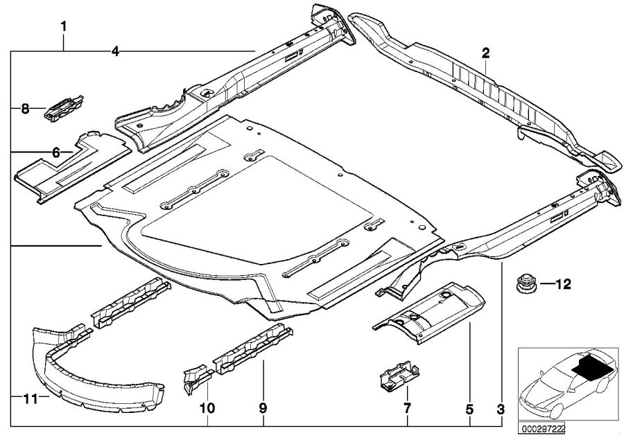 Diagram Mounting parts for trunk floor panel for your BMW M6  